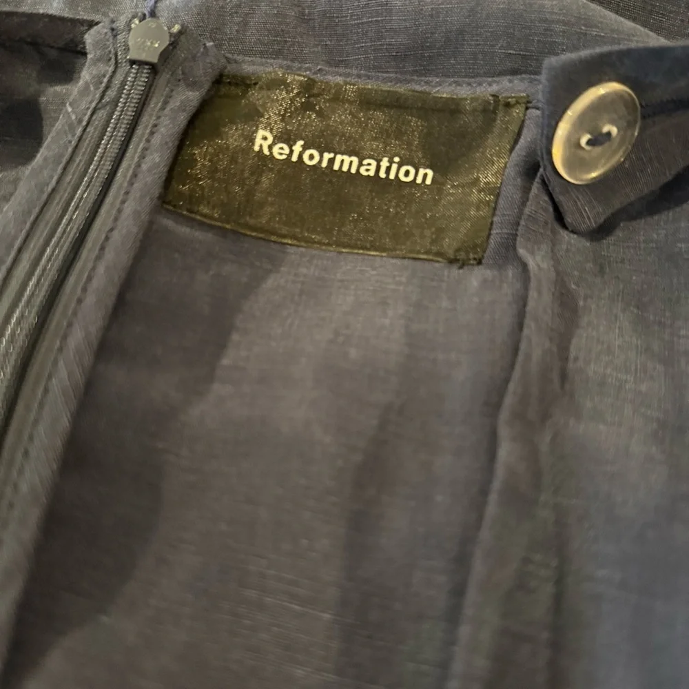 Reformation Navy Double-Breasted Belted Midi Dress - Picture 9 of 14